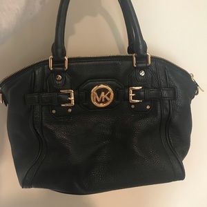 Michael Kors Black satchel purse with gold